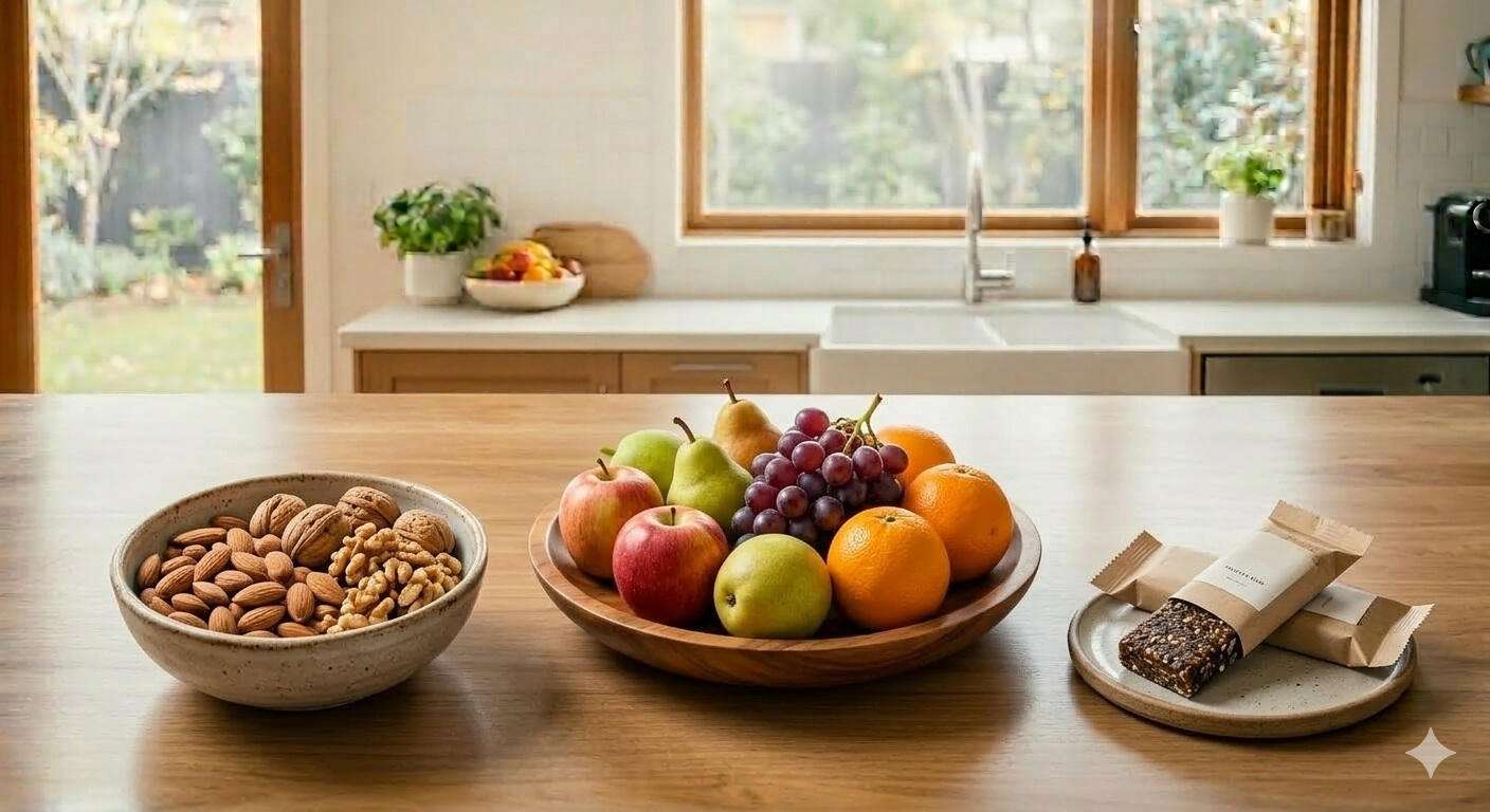 healthy-snack-options-over-40 healthy-snack-options-over-40,Almonds / walnuts/Fruits/Low-sugar protein bar